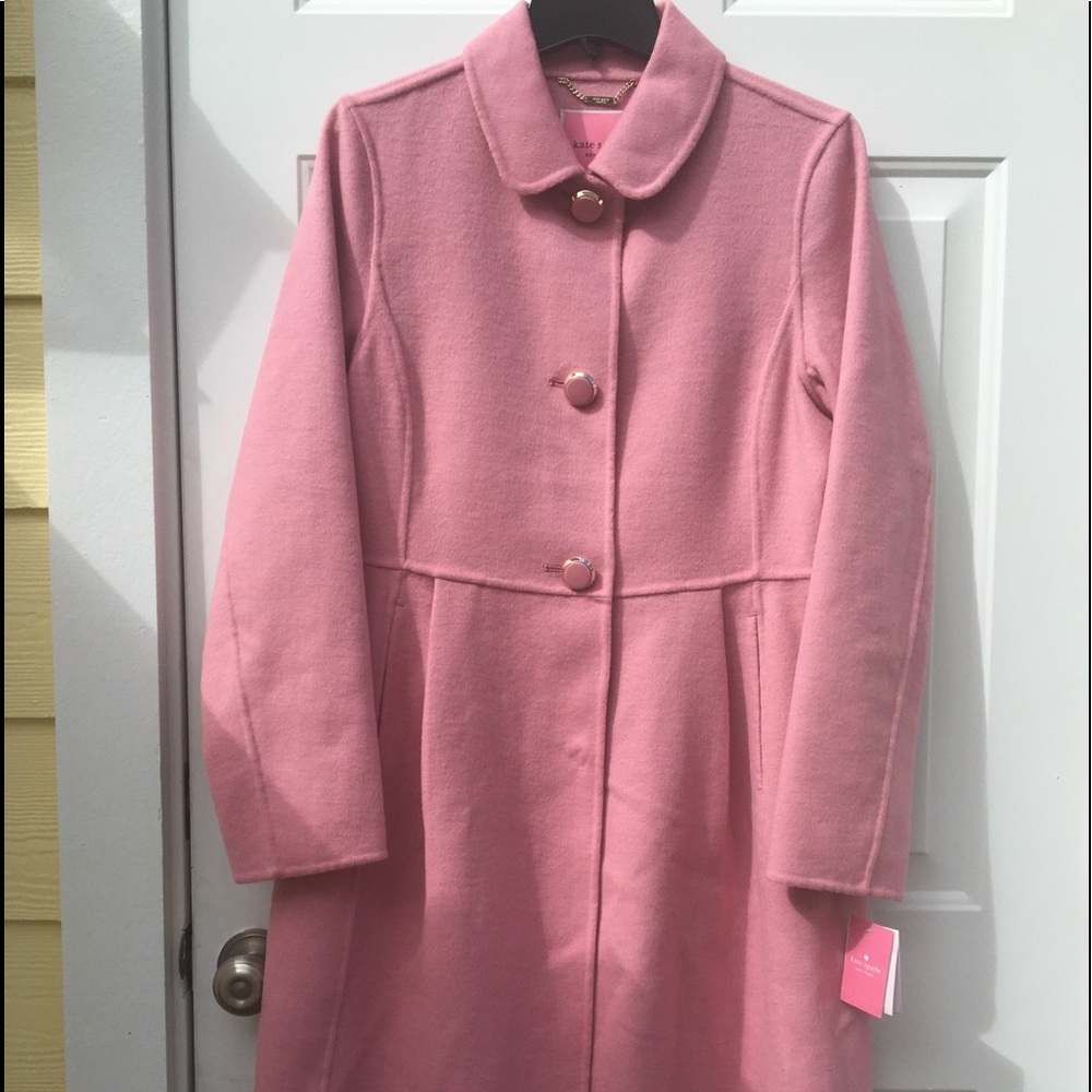 Kate Spade ♠️ NWT-Pink Wool Coat LAST ONE -Large💕 - Picture 4 of 15
